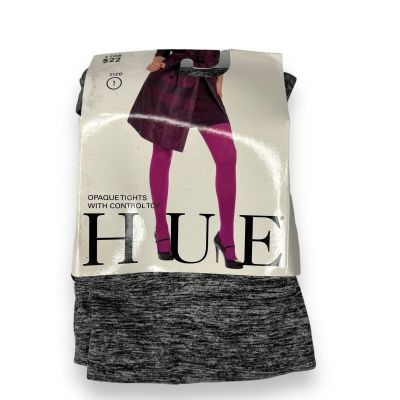 HUE One Pair Women's Size 1 Aubergine Heather Opaque Tights with Control Top New