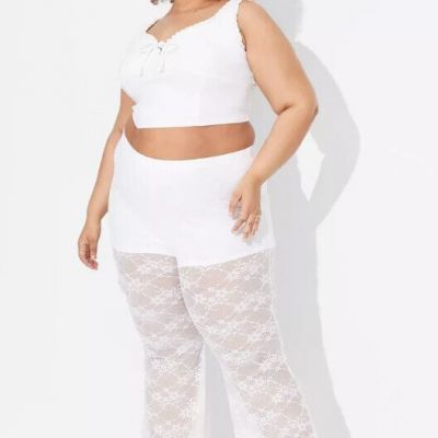 Wild Fable NEW?Women's Panty Lined Sheer Lace Flare Pant size M~White