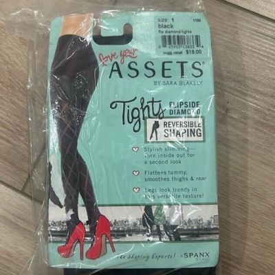 Spanx Assets Sara Blakely Reversible Shaping Tights Flip side Diamond Black Sz 1