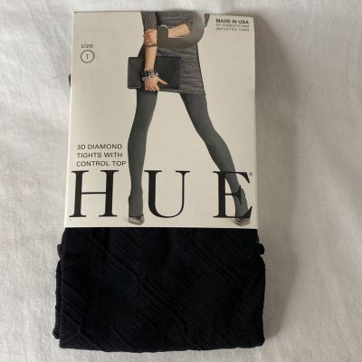 Hue 3D Diamond Tights w/ Control Top ~ Size 1 ~ Color Black