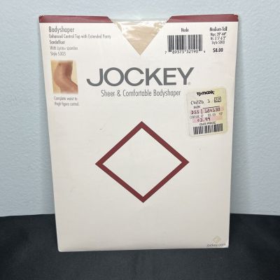 Vtg Jockey Bodyshaper Sheer Pantyhose Control Top Sandalfoot Nude Sz Medium-Tall