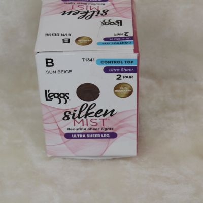 LEGGS SILKEN MIST CONTROL TOP Ultra Sheer SUN Beige Sz B SILKY MIST SHEER LEG