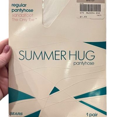 Sears Vintage Summer Hug Pantyhose Sandalfoot Average White Surf USA Made Formal