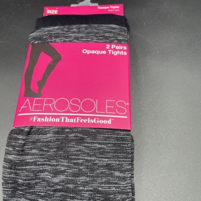 Aerosoles Women Opaque Thights Black/ Grey-Black Tights Size M/L  2 Pairs