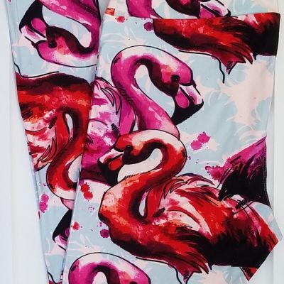 OS LuLaRoe One Size Leggings Tropical Animal Flamingo NWT W43