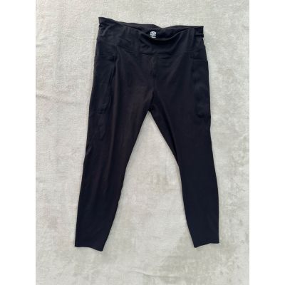 Athletic Works Womens Black Solid Pull On Leggings Pockets Size 2XL