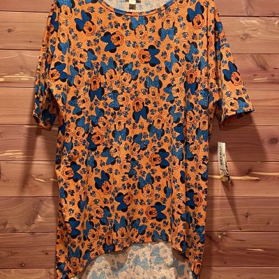 LuLaRoe Disney Irma Style Short Sleeve Shirt XXS Minnie Mouse New W/ Tags Orange