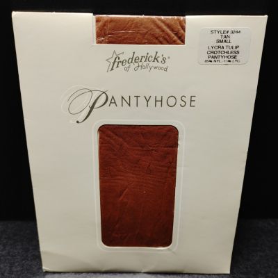 Fredericks Of Hollywood Crotchless Pantyhose Lycra Tulip Size Small Tan #3244