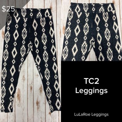 LuLaRoe NEW Leggings TC2 (Tall & Curvy 2) Buttery Soft Sz 18+ Aztec Black White