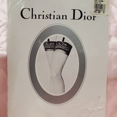 Christian Dior Romantic Lace Top Garter Stockings White Thigh-Hi Size 2 Sissy