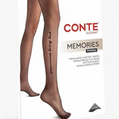 Conte MEMORIES, Women's fantasy tights 30Den with a pattern on the leg, black-XL