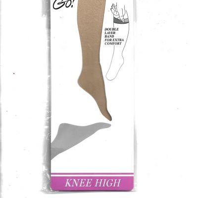 On The Go!Knee High Stockings w/Comfort Top,100perc Nylon,1Size fits 8 1/2-11,Nude