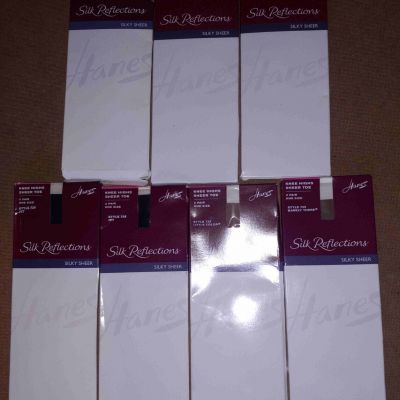 7 - 2pks Hanes Silk Reflections Silky Sheer Knee Highs style 725 Jet etc