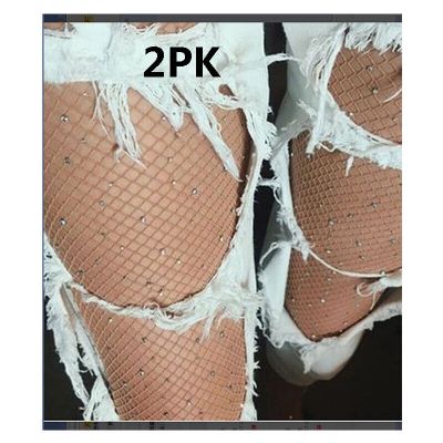 2 PACK Women's Sparkle Rhinestone Fishnet Stockings Sexy Glitter Party Pantyhose