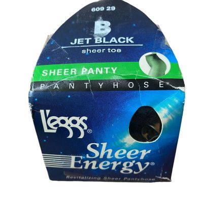 L'eggs Sheer Energy Sheer Panty & Toe, Pantyhose Size B Jet Black 609 29 new