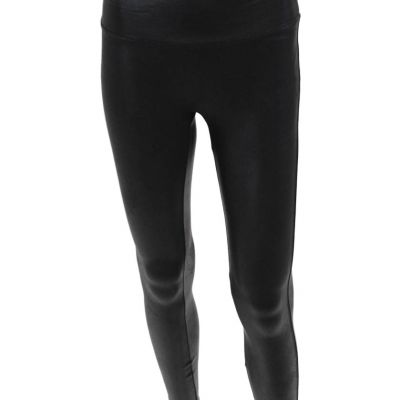 SPANX® Womens High Rise Pull On Pants Leggings Shiny Black Size M