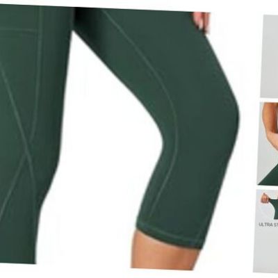 Capri Leggings for Women High Waisted Capri Leggings X-Small Capri Army Green