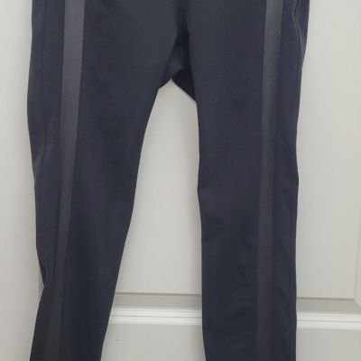 Athleta Leggings Women's Sz S Black Faux Leather Side, Zip Back Pockets Stretch