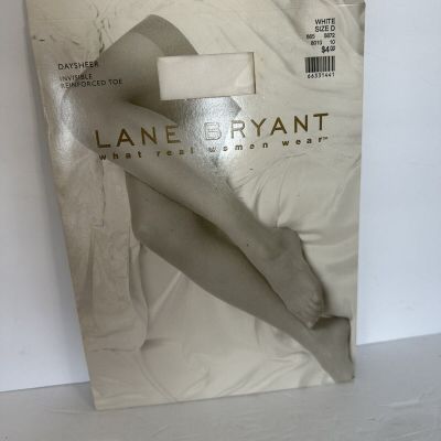 Lane Bryant Nylon Pantyhose Daysheer Invisible Reinforced Toe White Plus 200-245