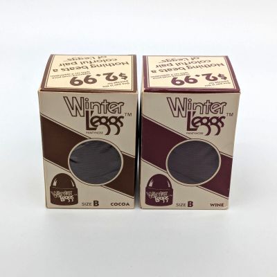 VTG Winter L'eggs Pantyhose x2 Wine & Cocoa Size B Nylons Stockings Leggs NOS