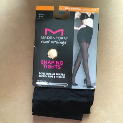 New! Maidenform 41003 SWEET NOTHINGS Shaping Tights Firm Control BLACK Medium