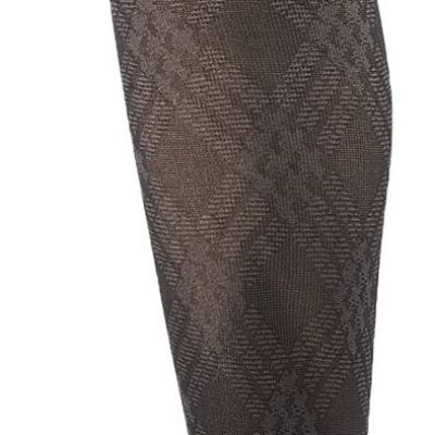 Womens Triple Plaid With Non-control Top And Reinforced Toe Tights Grey Black...