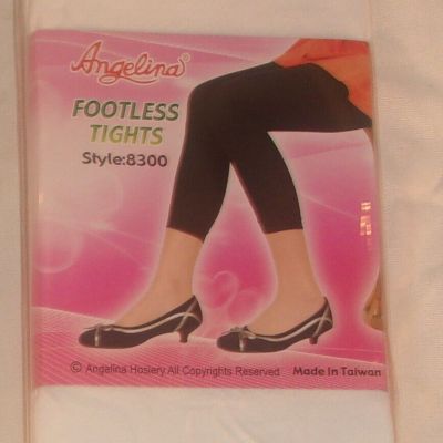 WOMEN'S ANGELINA FOOTLESS TIGHTS STYLE 8300 WHITES ONE SIZE NEW IN PACKAGE