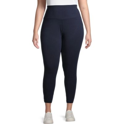 Terra & Sky Women's Plus Size High Waist Leggings Navy - Size 3X (24W-26W)