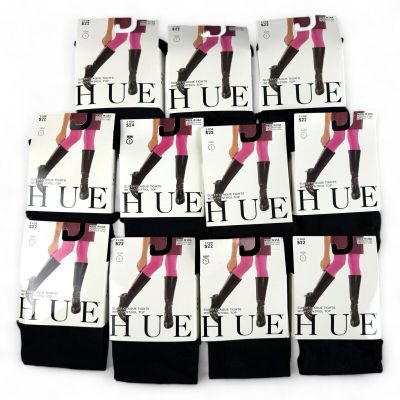 HUE Super Opaque Tights with Control Top Womens Size 1 Solid Black 11 Pairs New