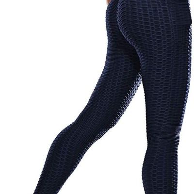 Women's High-Waist Textured Scrunch Butt Leggings With Pockets Size Small