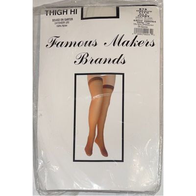 Vtg Famous Makers Brands Lace Top Thigh High Stockings One Size Ivory Irregular