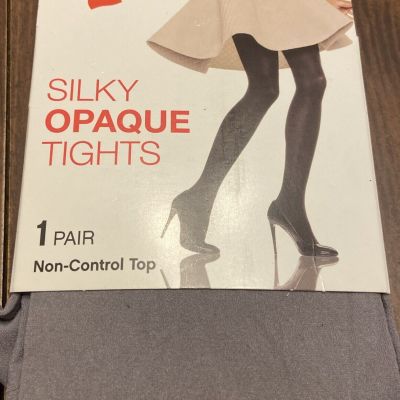 Hanes Silky Opaque Tights Non-Top Control Size M/L Mineral Stone Grey