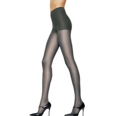 HANES Ladies Silk Reflections Dark Gray Opaque Control Top Tights, Size PS