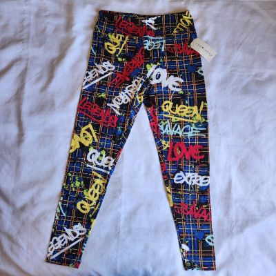 Eye Candy Womens Retro Graffiti Print Multi Colorful Leggings Size 1X New W Tags