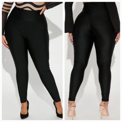 Fashion Nova Brianne High Waist Black Leggings Size 1X NWT