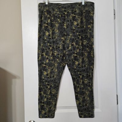 Terra and Sky Green Print Sueded Soft Ankle Leggings Sz 2X