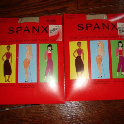 LOT OF 2 PAIR NUDE SPANX FOOTLESS BODY SHAPING PANTYHOSE SIZE E BNIB@$40.00