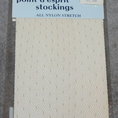 VINTAGE SAPPHIRE POINT D'ESPRIT STOCKINGS MESH/FISHNET SEALED UNUSED