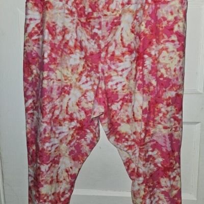 TERRA & SKY Pink Tie Dye Capri Length Leggings Womans Plus Size 3X 24W 26W