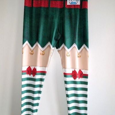 Christmas Elf Leggings Size XL Holiday Ugly Christmas Sweater Pajamas Coquette