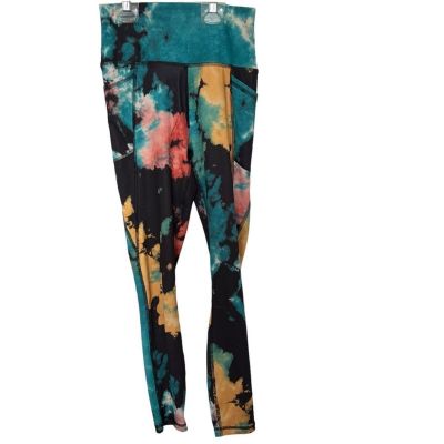 X by Gottex Women's Tie Dye Athletic Leggings Pockets Workout Multicolor Size XS