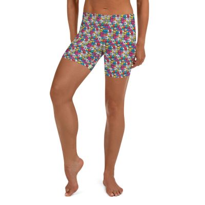 Skull colorful pattern design style Tights Shorts