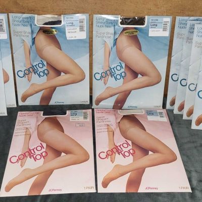 UNUSED Lot of 10 Vintage Control Top Super Shaper Pantyhose Size Long