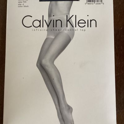 Calvin Klein Infinite Sheer Control Top Pantyhose Black Style 705 Size D