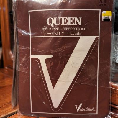 Velvetouch Queen All Nylon Extra Panel Panty Hose Taupe B  Up To  6'  & 240 Lbs.