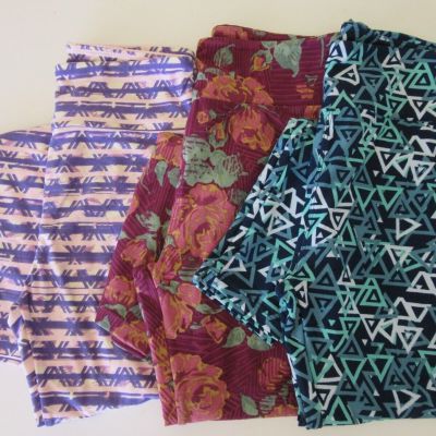 Lot of 3 LuLaRoe Multicolor Womens OS Various Patterns (Size 2-10) Leggings