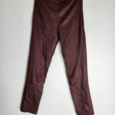 The Row Moto Stretch Lambskin Leather Red Moto Leggins  Minimalist Size 2