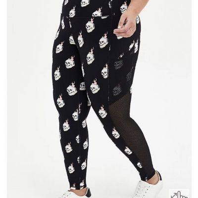 torrid WICKING ACTIVE LEGGING - FLAMING SKULL BLACK size 2X