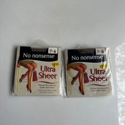 2-Pack No Nonsense Ultra Sheer PantyHose Reinforced Panty Toe Size B Taupe