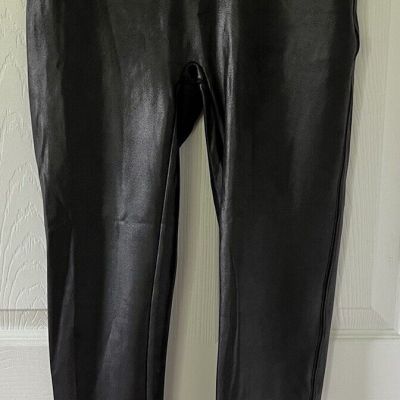 spanx faux leather leggings large Black